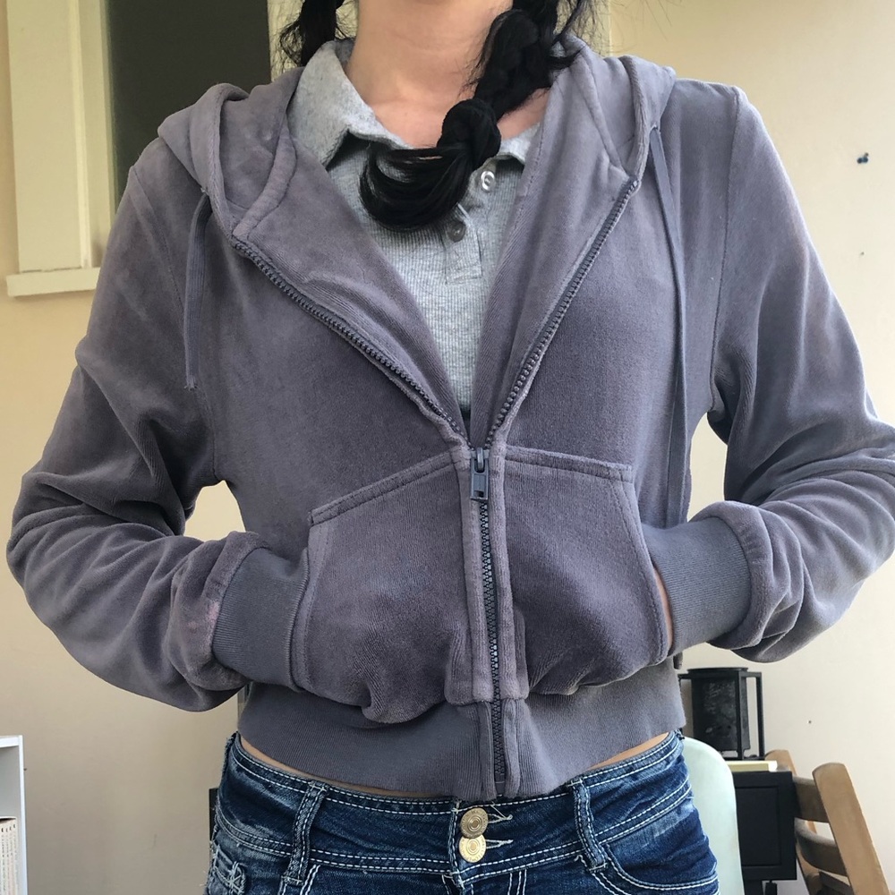 Purple cropped zip up